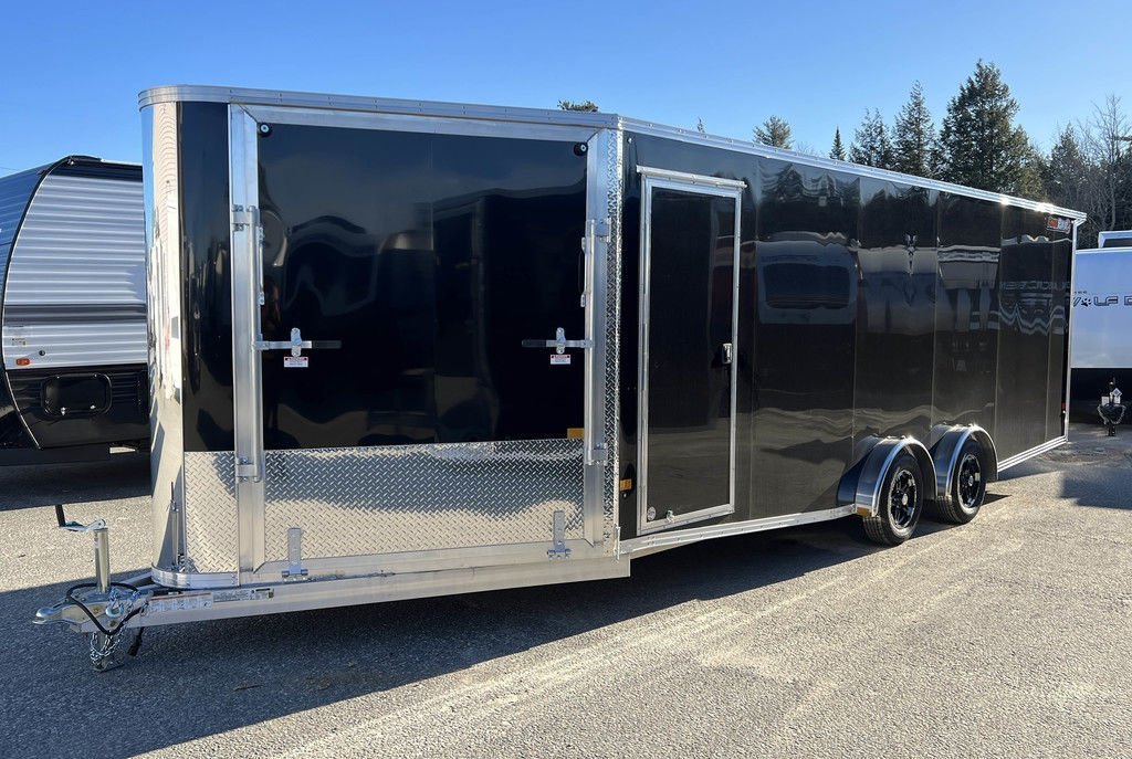 2024 Sno Pro 7.5×22 Aluminum 4-Place Drive In/Out w/Extra Height, Mats & Guides, Canopy – Used