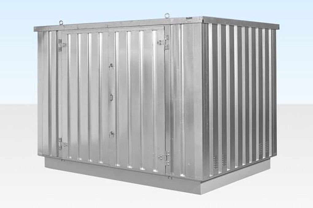 4M X 2.1M Flat Pack Container Store – Galvanised – Used