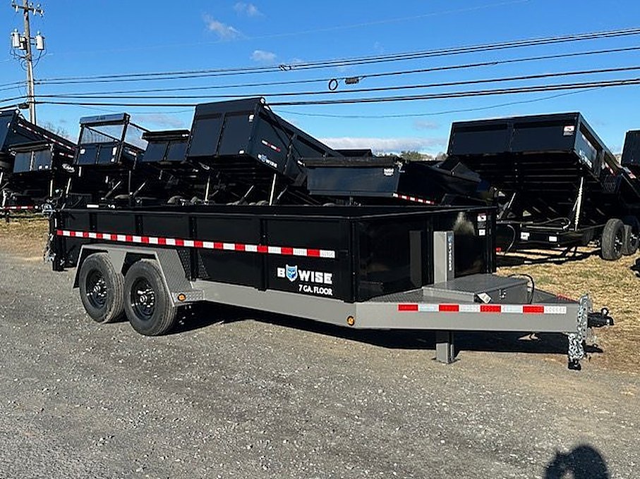 BWise 7 x 16 Heavy Duty Dump Trailer – Low Profile With Ramps – Used